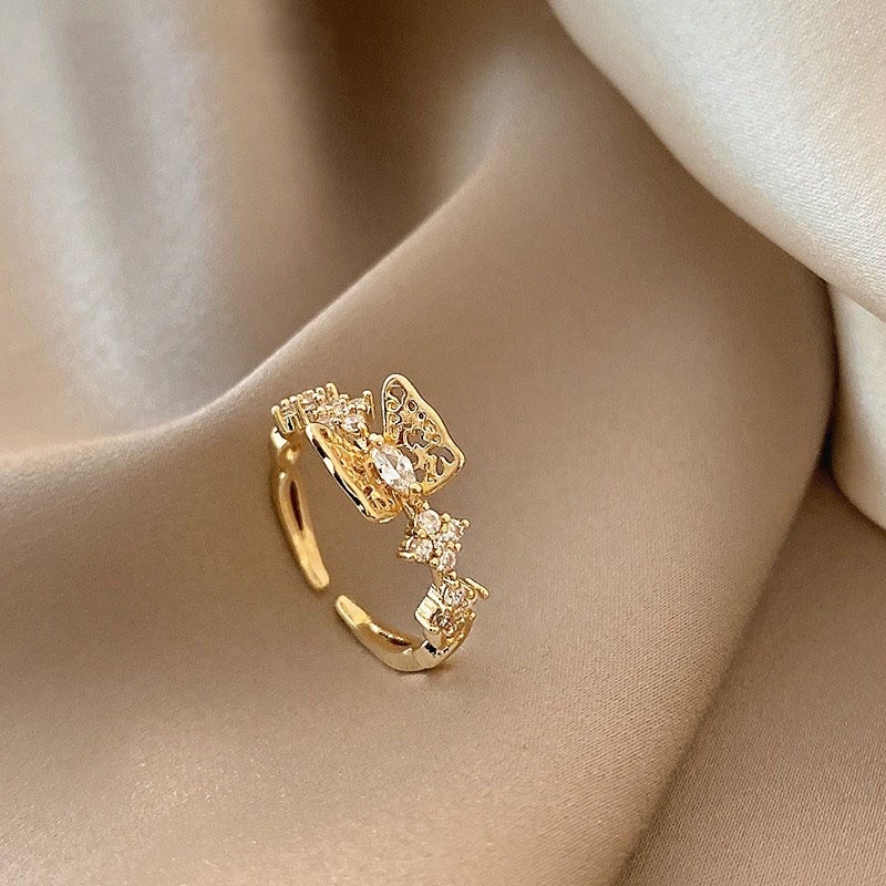 Cincin Jari Telunjuk Model Terbuka Dapat Disesuaikan Warna Putih Gaya Korea