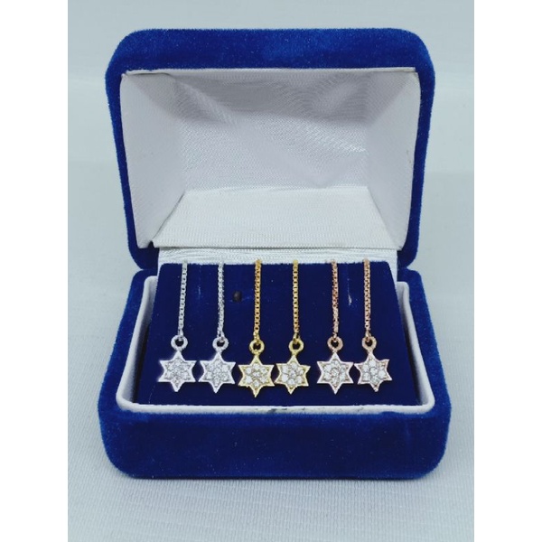 Giwang tusuk model panjang +bintang mp / giwang perak asli silver 925 lapis emas/ giwang fashion wanita terbaru