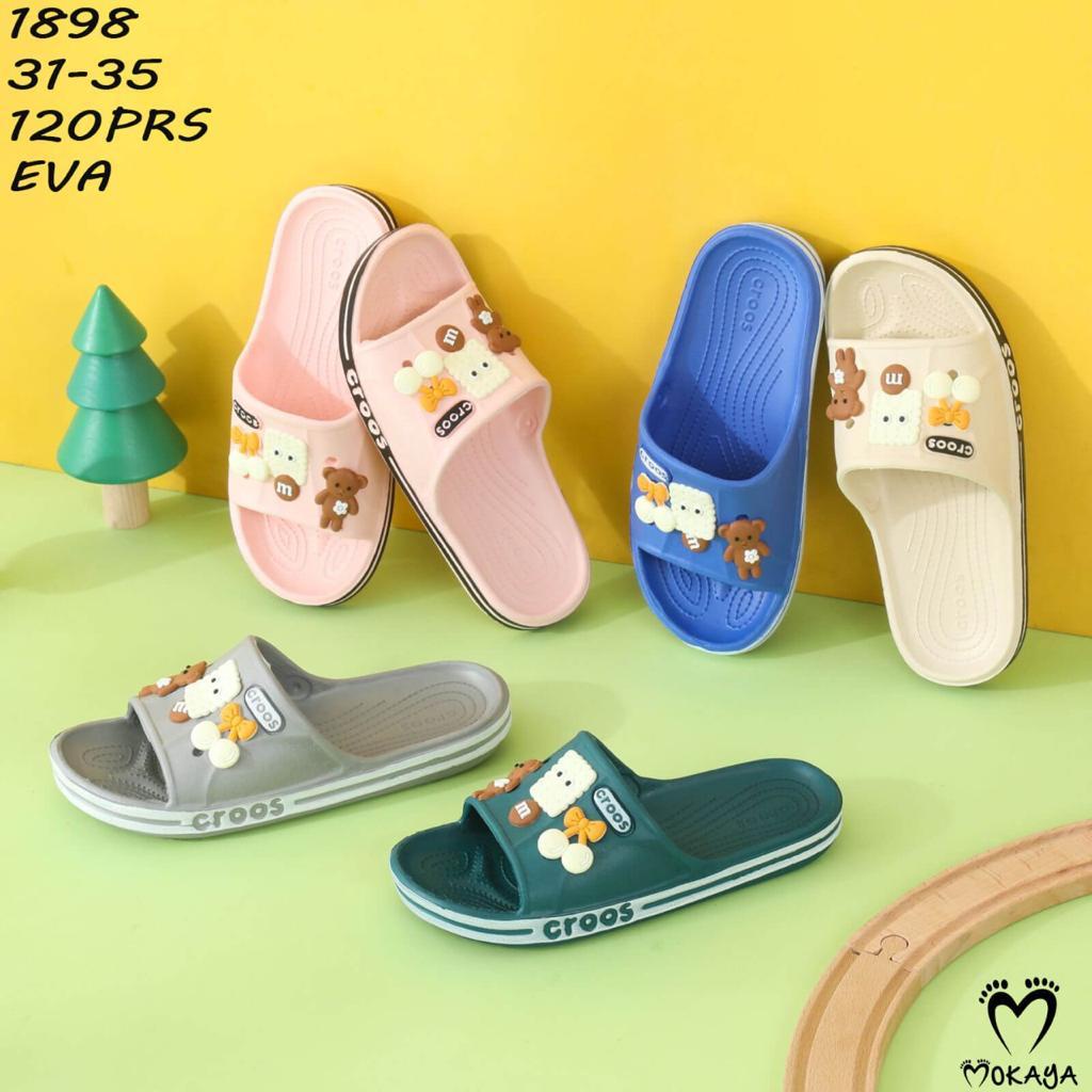 Sandal Slop Anak Motif JIBBITZ Bear PITA Emboss CRO0S MKY 1898 31-35