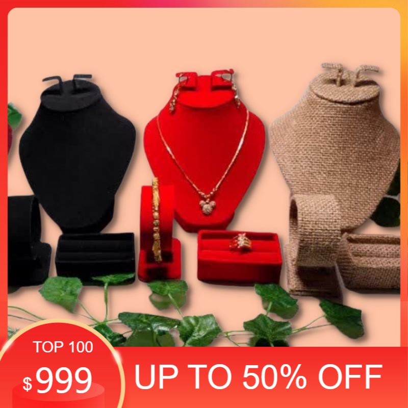 a501 1set tempat perhiasan,untuk seserahan,manekin kalung,tempat gelang dan cincin lapis bludru dan 