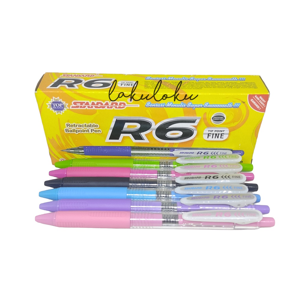 

(1 PCS) Bolpoin / Bolpoin Cetekan / Retractable Pen Standart R6 Tinta Hitam