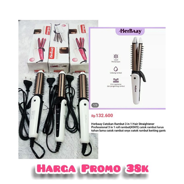 Herbaay catok 2in1 Hair Curler Iron Ceramics Pengeriting Rambut Keriting rambut