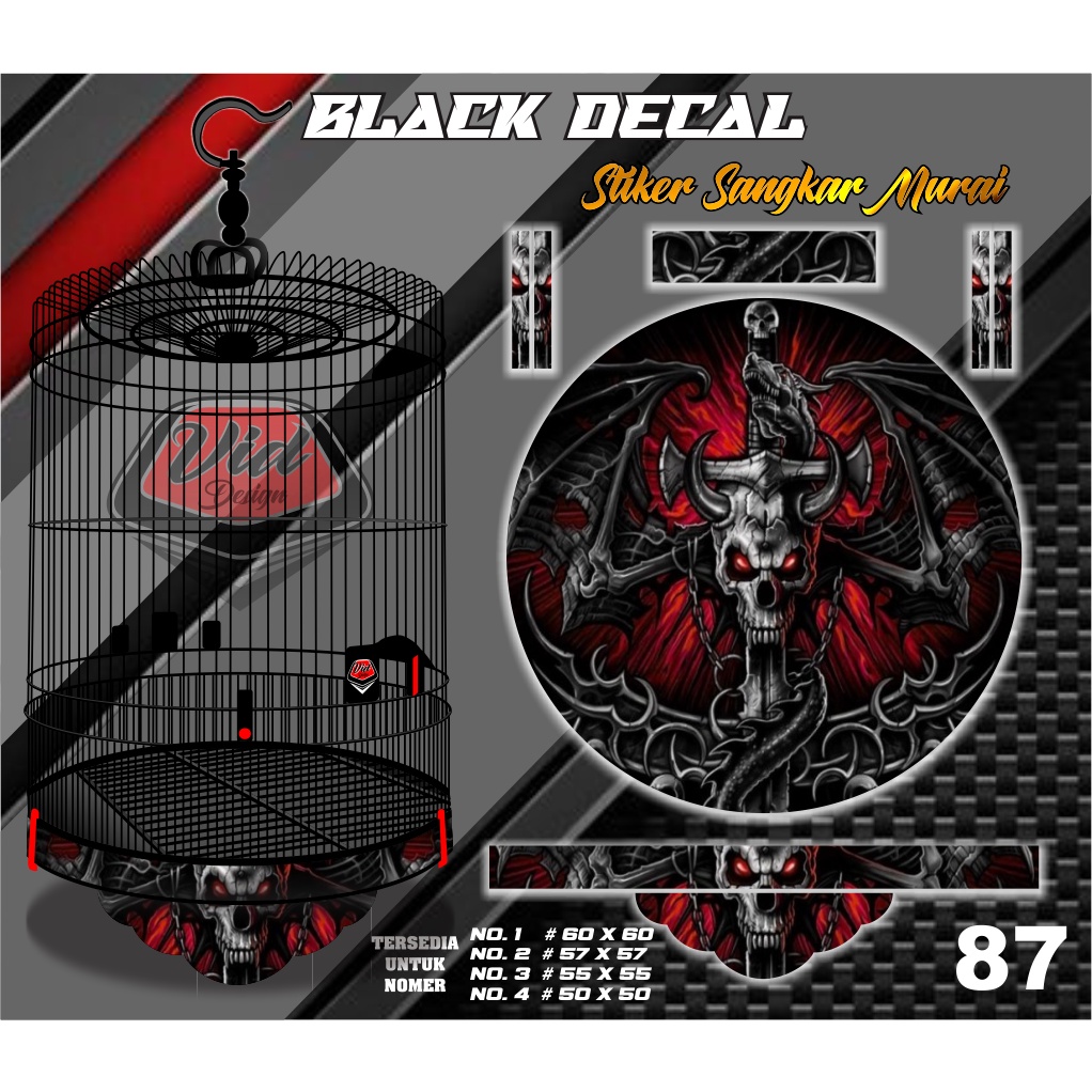Stiker Decal Sangkar Murai Tebok Kandang Bulat Radja No 1 2 3 4