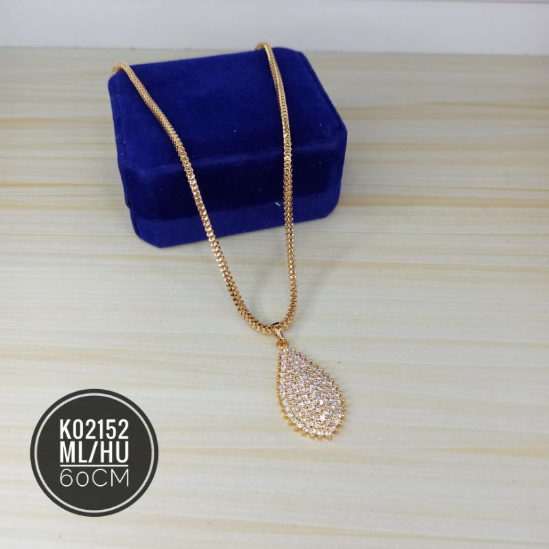 Kalung Fashion Rhodium Oval Mewah Zircon K02152