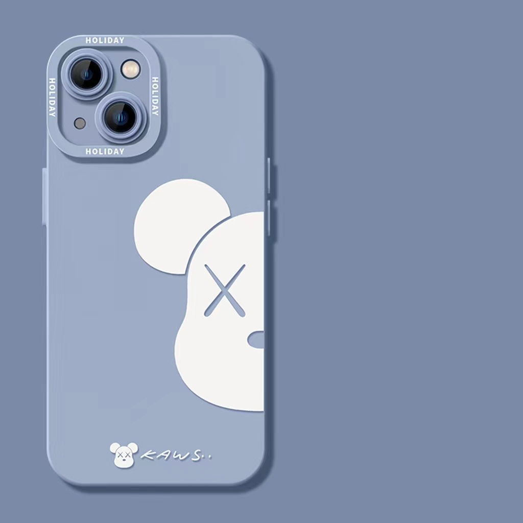 Ins Casing iPhone 14 14pro 14Plus 14prm 13 13pro 13pro 13prm 11 7Plus 8Plus Xr XS 12pro Max Shockproof Motif Beruang Biru