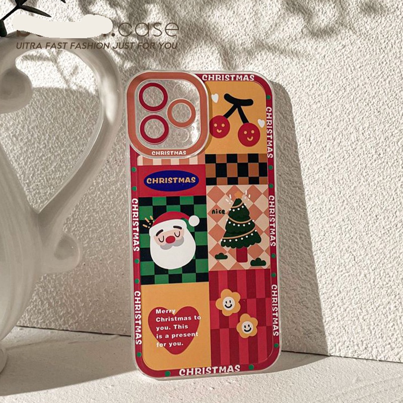 Soft Case Silikon TPU Transparan Shockproof Motif Natal Untuk IPhone 14 13 12 11 Pro XS MAX X XR 6S 7 8 Plus Mini