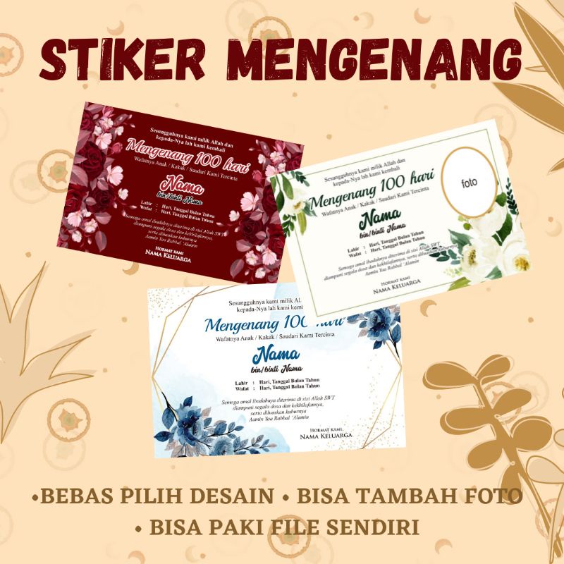 

STIKER / KARTU MENGENANG 40/100/1000 HARI bisa pake foto