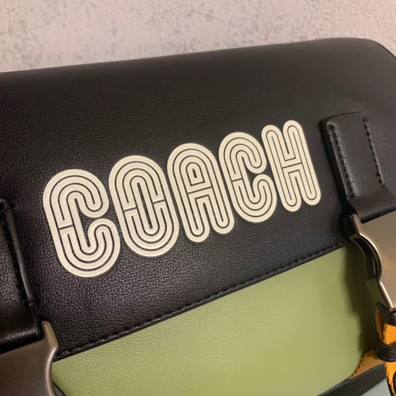 Coach Track Crossbody In Colorblock Signature Canvas With Coach Patch (C8128)