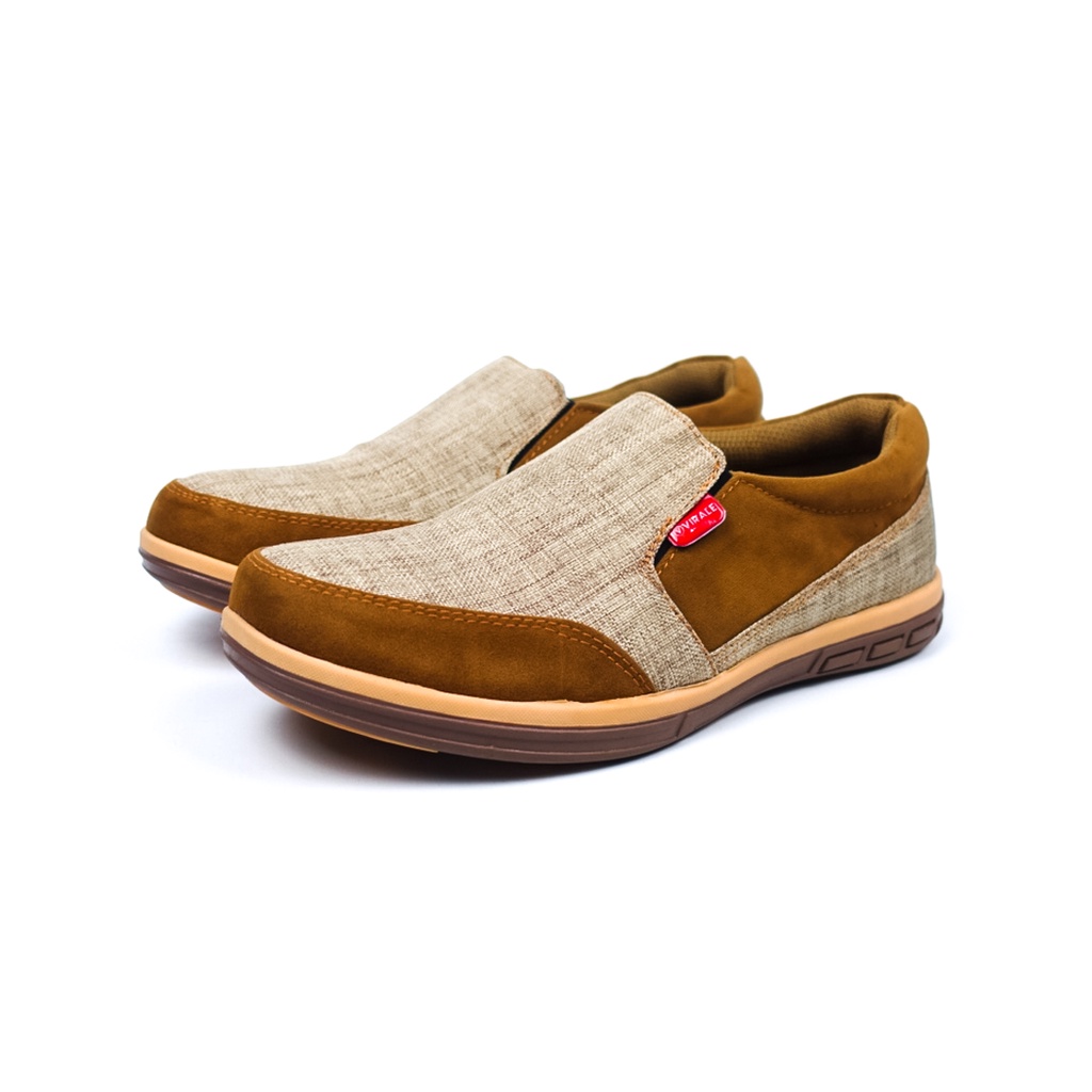 Sepatu Slip On Pria Virale Model Casual Terbaru KG 01 TAN ABU