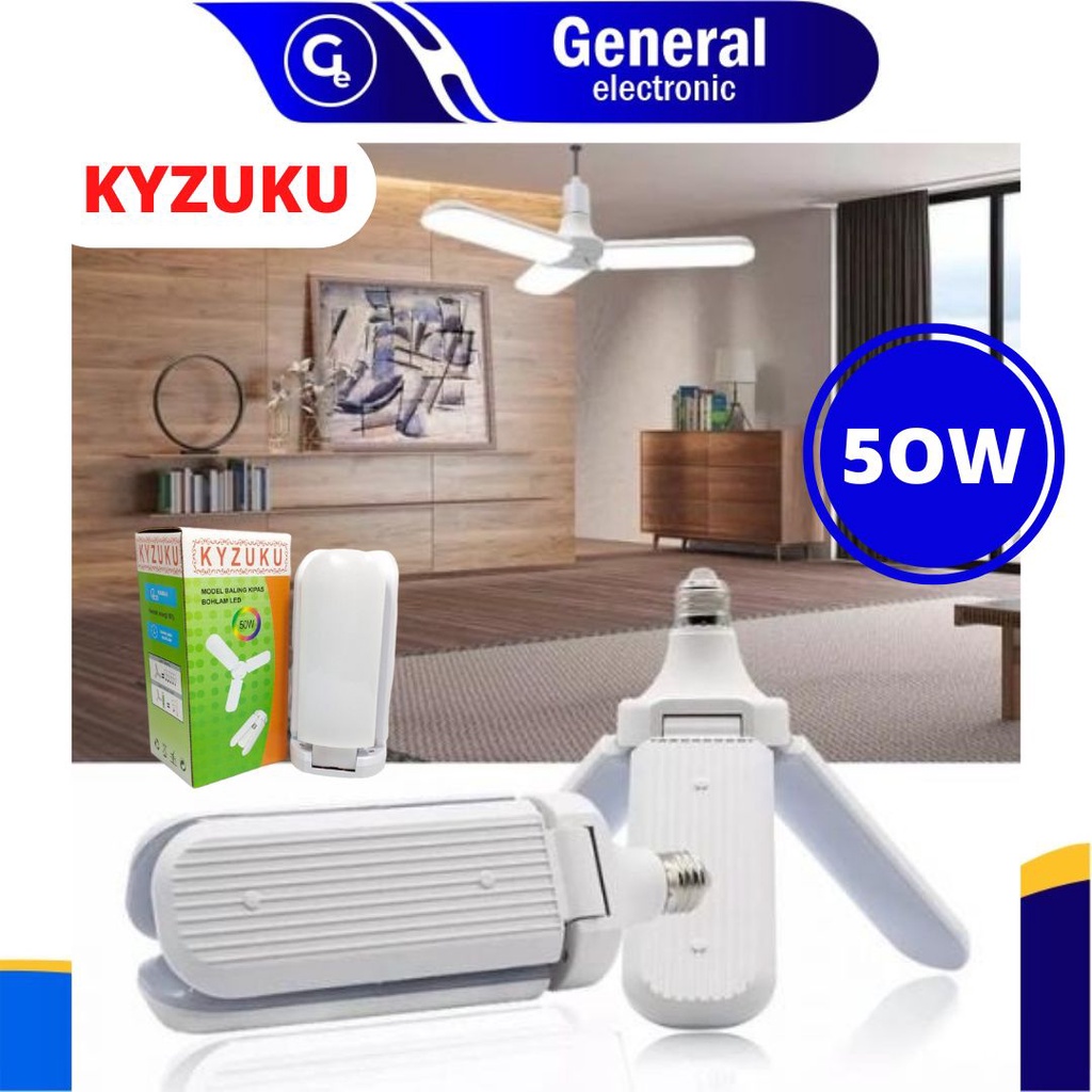 KYZUKU Lampu LED Model Kipas 50 Watt Bohlam LED Bulb Fan Blade