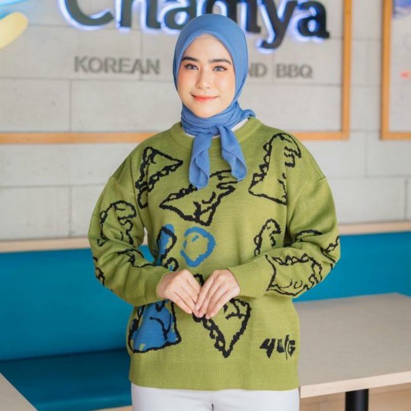 SWEATER DINO OVERSIZE  SWEATER RAJUT