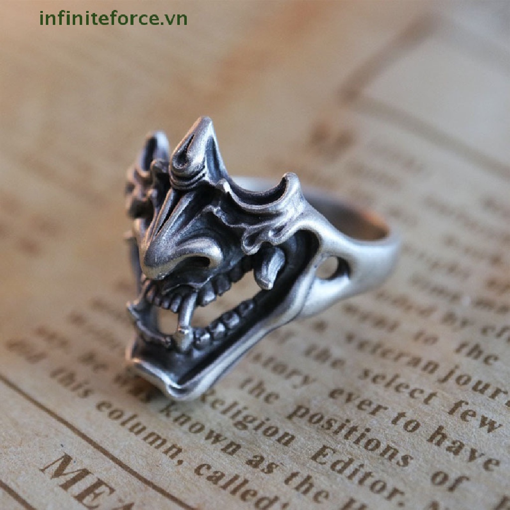 [INVN] Cincin Samurai Demon Kreatif Trendi Untuk Pria Perhiasan Cincin Terbuka Gaya Gothic Punk [VN]