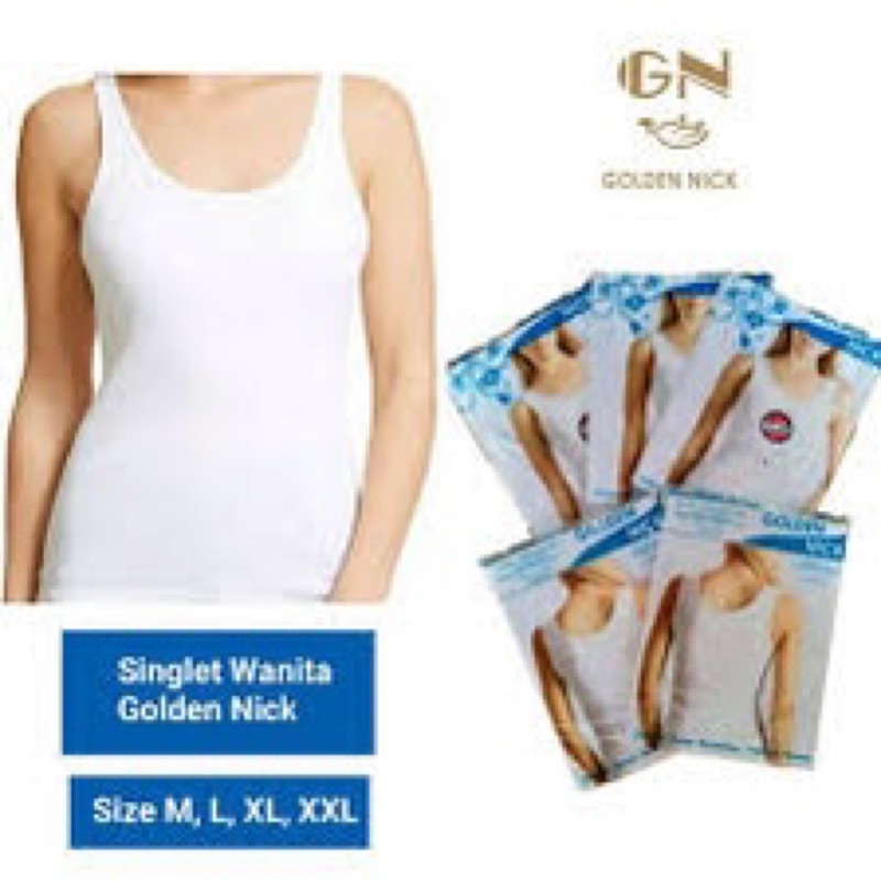SINGLET GOLDEN NICK DEWASA | kaos dalam wanita | tangtop wanita | Singlet putih  | Singlet / Kaos Ku
