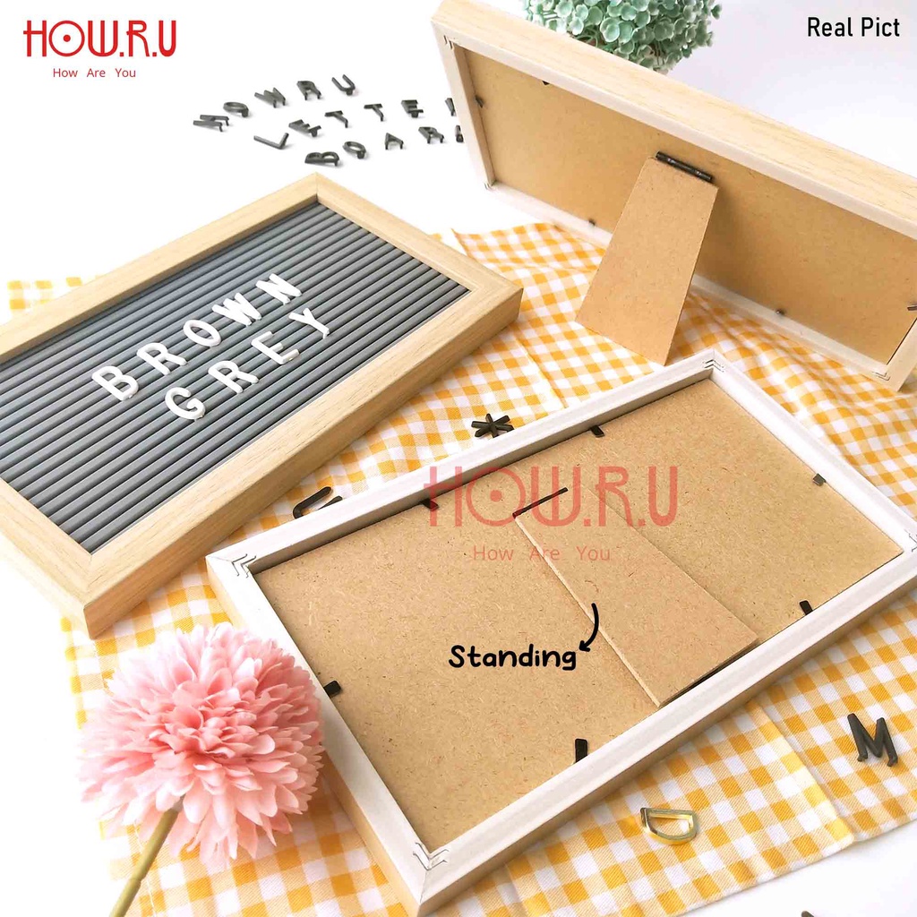 HOW.R.U | 14x25cm - Letter Board Mini Sudah Include Huruf / Papan Nama Bayi / Papan Menu / Dekorasi Rumah Viral