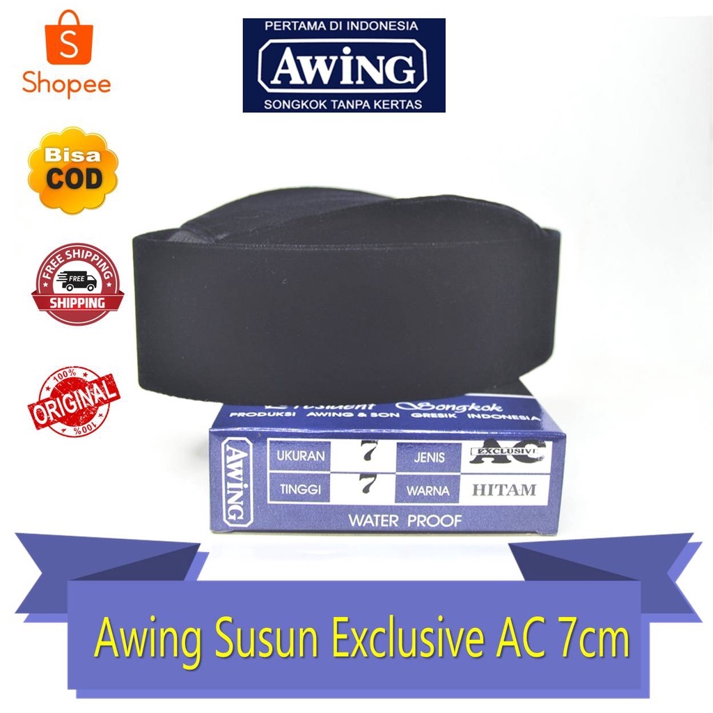 Songkok Hitam Awing Susun Exclusive 7 cm Songkok Susun Awing