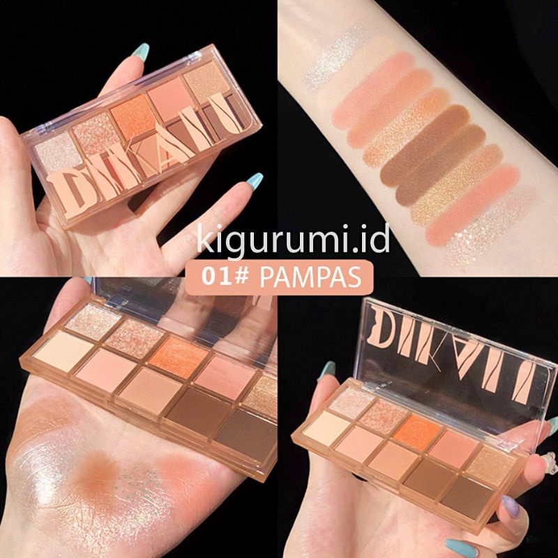 DIKALU Premium Eyeshadow Matte Palet Waterproof Glitter Pallete 10 Colors XX041