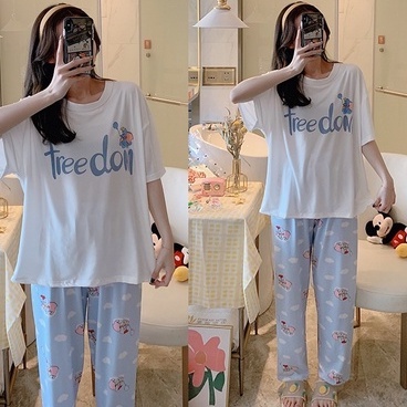 BAJU TIDUR PIYAMA IMPORT SET CELANA PANJANG MOTIF DUMBO 2CP-205