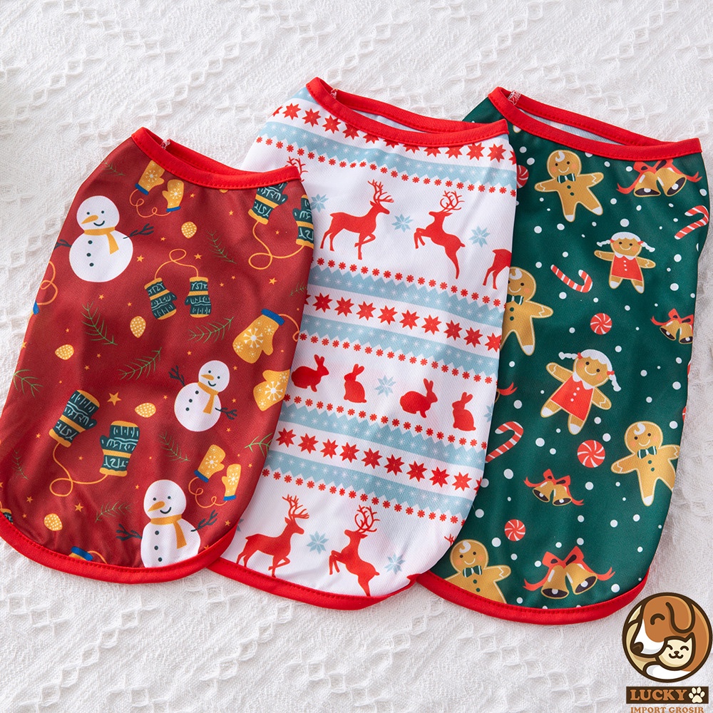 Baju Anjing Kucing Kaos Christmas Natal Besar Kecil Murah Lucu Poodle