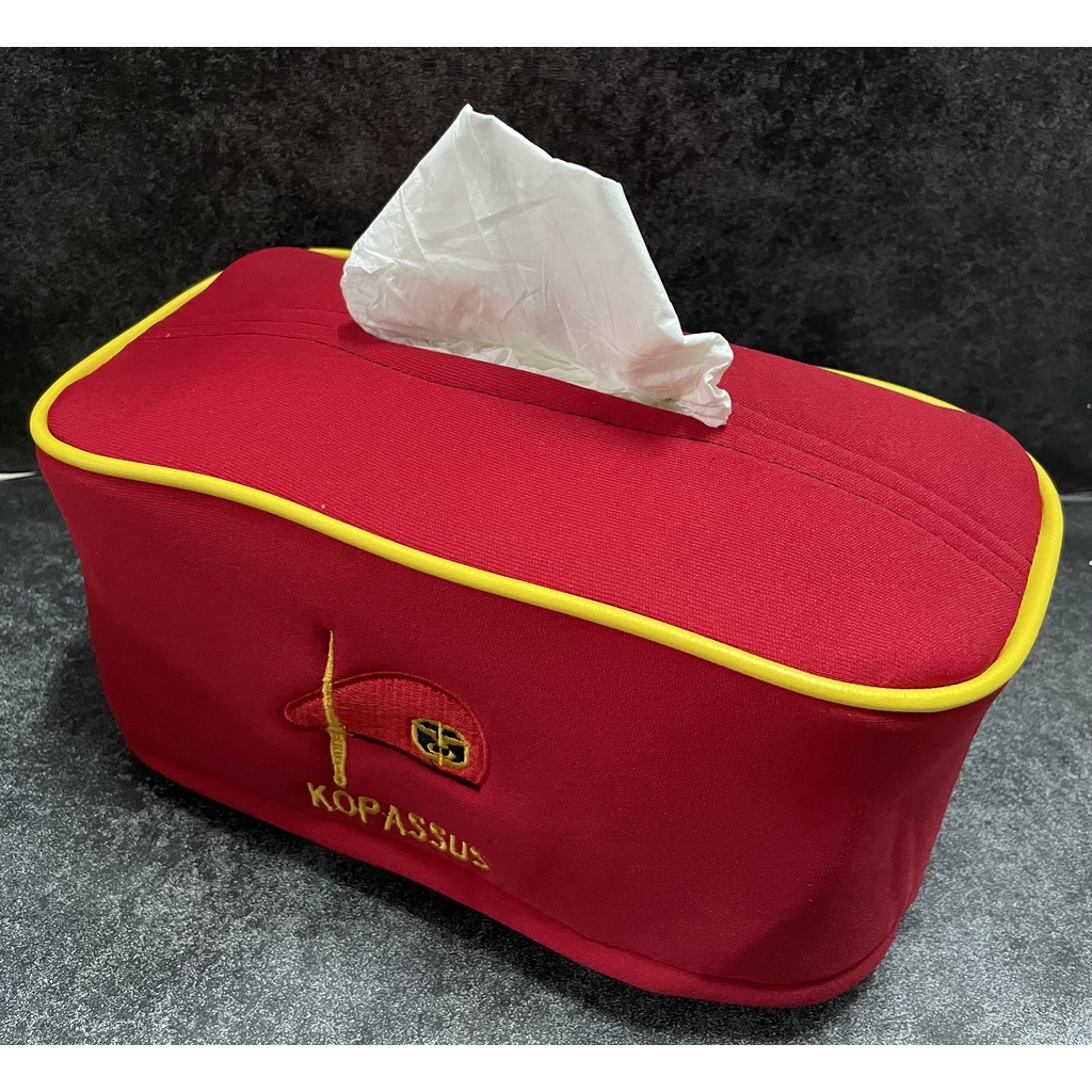 Kotak Tissue Kopassus (Merah) - Tempat Tissue Mobil - Tissue Box Kopassus Baret