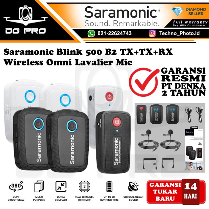 SARAMONIC BLINK 500 B2 - TX+TX+RX WIRELESS OMNI LAVALIER MICROPHONE