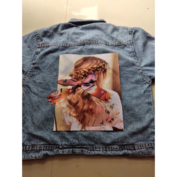 jaket jeans anak perempuan dan laki laki usia 1 - 8 tahun, variasi polos, pita, labubu, beruang dan kucing