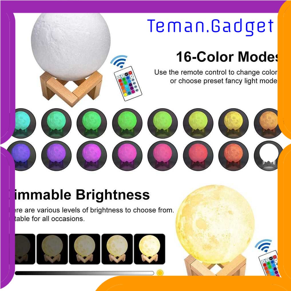TG-LMP OUIO Lampu Tidur 3D Printed Moon Night Light Lamp 16 Color - OU16
