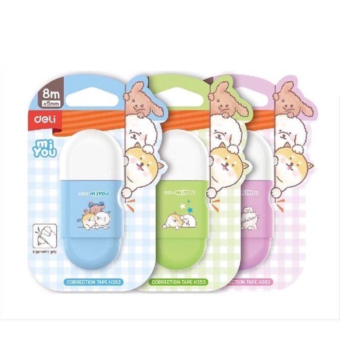 CORRECTION TAPE TIPEX KERTAS MINI 8 M X 5MM DELI H353 LUCU TIPE X ROLL KERTAS