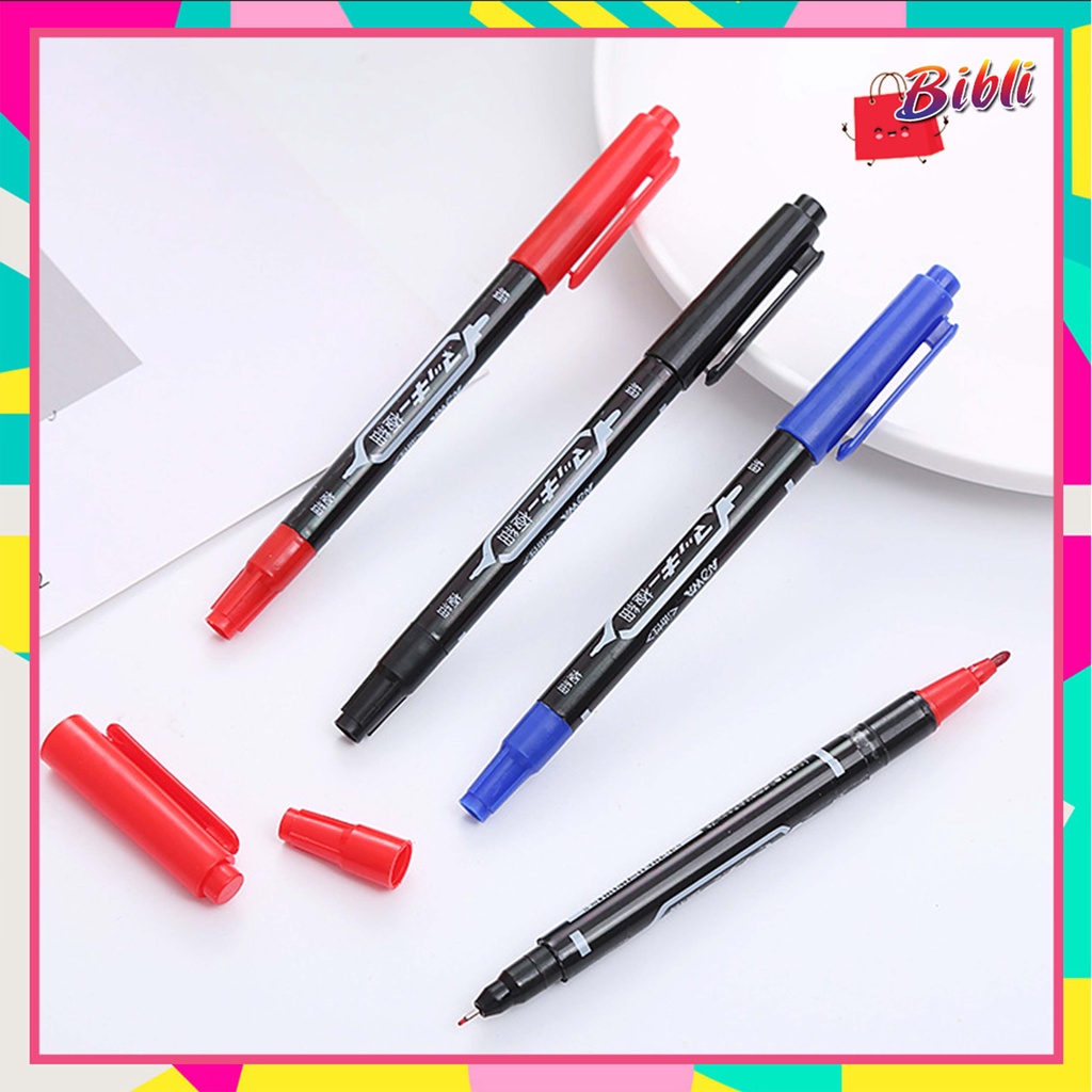 

♛ ♛Pulpen Spidol 2 in 1 Pena Marker Dua Fungsi Dual Tip