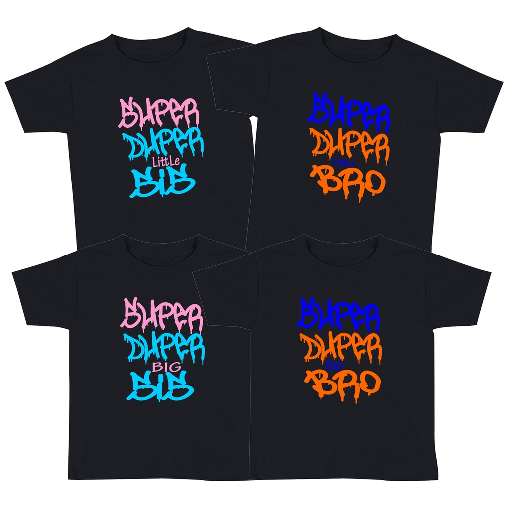 Kaos Couple Kaos Anak Sibling tee Series Family Couple Super Duper Kembaran Distro 1-10 Tahun Laki Laki Perempuan Unisex kaos bro sis kaos brother sister Lil Sister Big Sister Lil Brother Big Brother Family Couple  Kaos Polos Senja