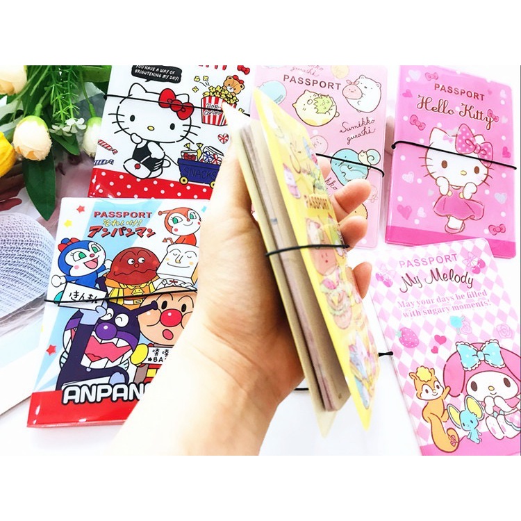 NAOMI -  Takashi Passport Holder Motif Anak Cartoon Sanrio - Passport Cover - Passport Case - Passport Wallet - Sampul Buku Passport - Pembungkus Passport - Plastik Bungkus Paspot Karakter Anak Sanrio Japan Paspor