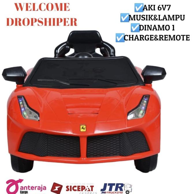 Mainan mobil aki anak ferrary Versa sport mobilan anak aki musik stock ada