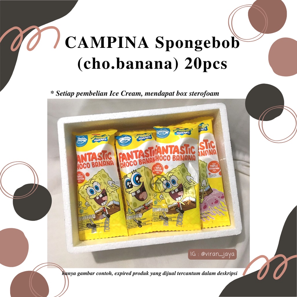 

Ice Campina Spongebob Choco Banana 20 Pcs + Foambox - Es Krim