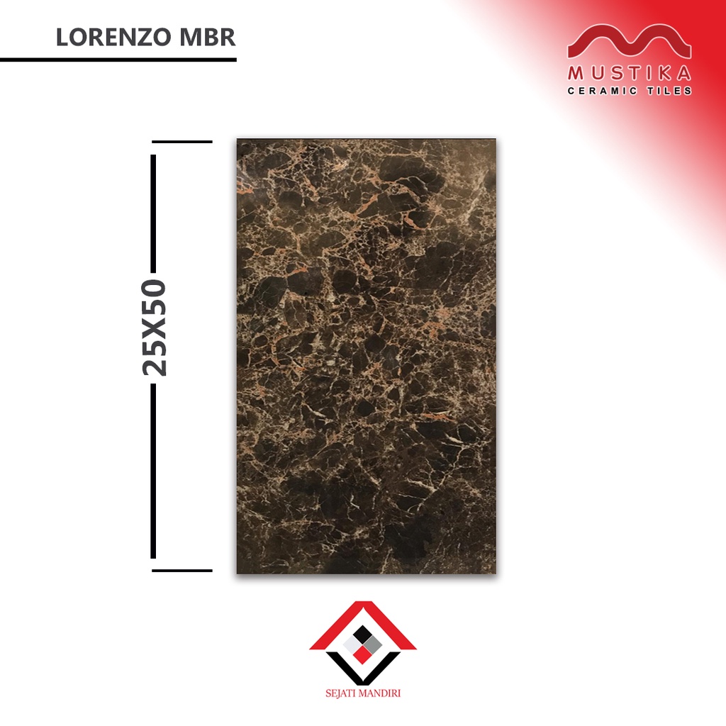 Keramik Dinding 25x50 - Motif Kayu - Mustika - Lorenzo Mbr