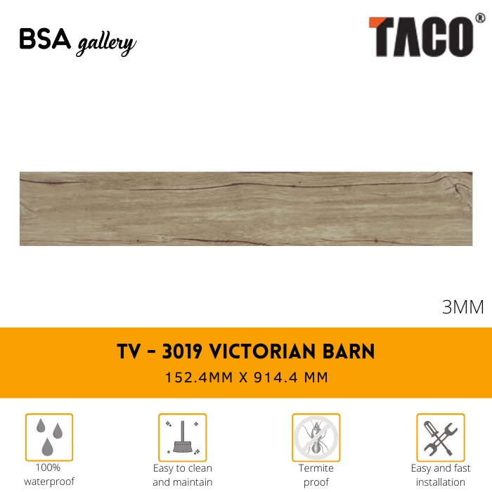 TACO VINYL 3MM TV 3019 VICTORIAN BARN / LANTAI KAYU VINYL / WOOD FLOOR