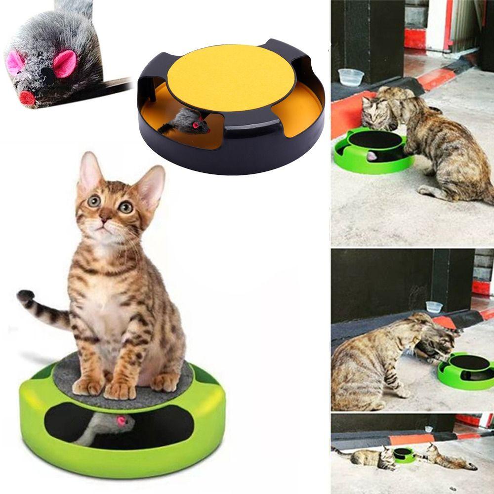 Suyo Scratcher Mainan Kucing Plastik Game Meja Putar Indoor Untuk Kucing Anak Kucing Menangkap Tikus Palsu