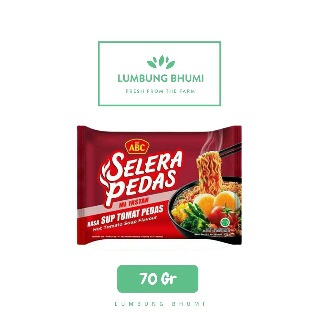 

Lumbung Bhumi - Mie ABC Selera Pedas Sup Tomat 1 Pcs ( Bahan Pokok )