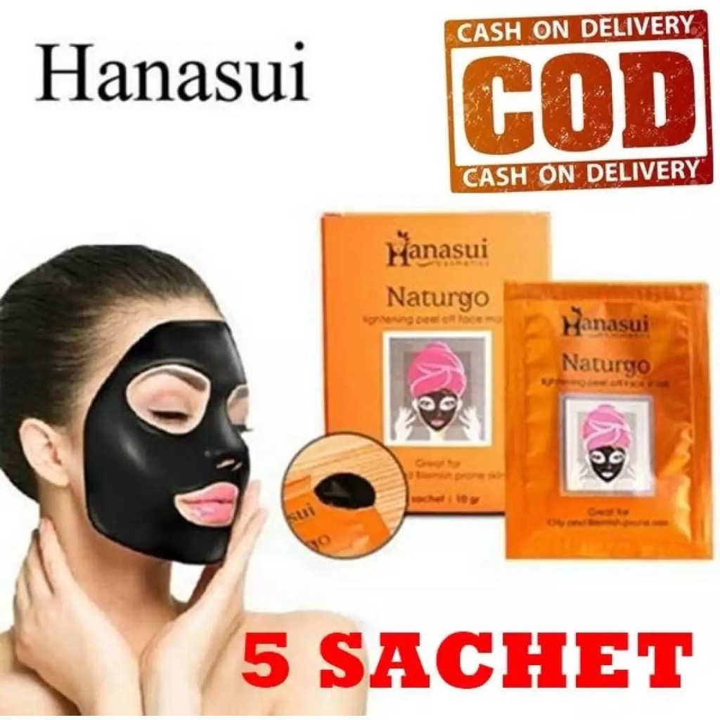 Paket Masker Wajah Hanasui Naturgo 5 pcs + Bandana Handuk Masker + Gratis Kuas Masker