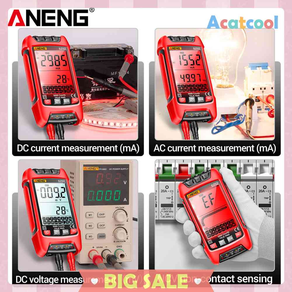 Multimeter Digital 9999 Hitungan Kapasitansi Auto Range True RMS NCV LED LCD