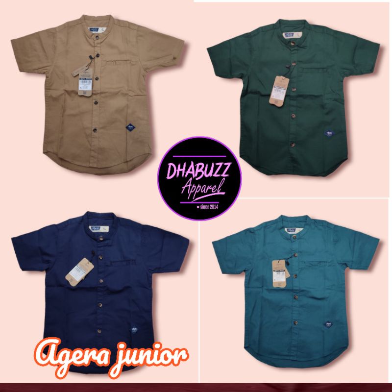 BAJU KEMEJA KOKO KEMKO ANAK LENGAN PENDEK KANCING FULL SOFT COTTON AGERA JUNIOR NEW COLOR TP1