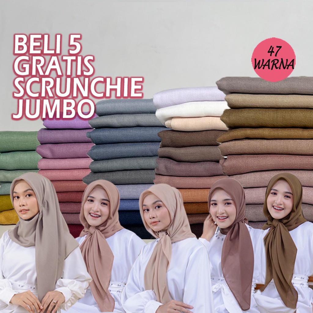 Jilbab Segi Empat Paris Premium Jahit Tepi 4 Sisi Anti Letoy Kerudung Paris