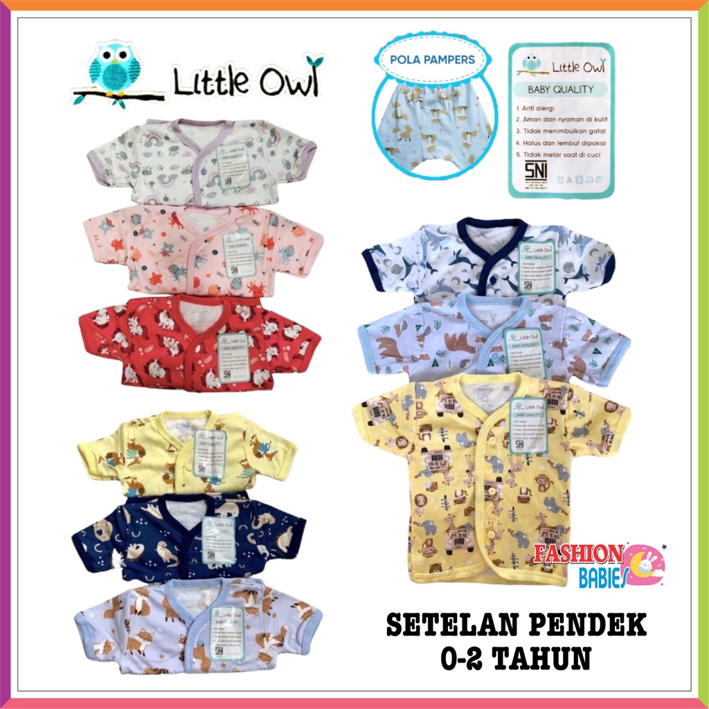 LITTLE OWL - BABY SET | SETELAN BAYI KANCING PENDEK MIRIP VELVET ❤ Fashionbabies ❤