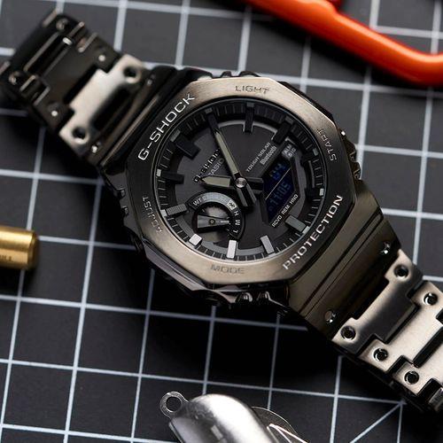 GM-B2100D-1A · Waterproof Clock Quartz Digital Men's Watches Military Sports Stopwatch Creative Steel Strap Watch