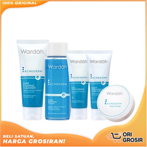 ORI Grosir WARDAH Acnederm / Face Powder / Pore Blackhead Balm / Day Night Moisturizer / Acne Spot T