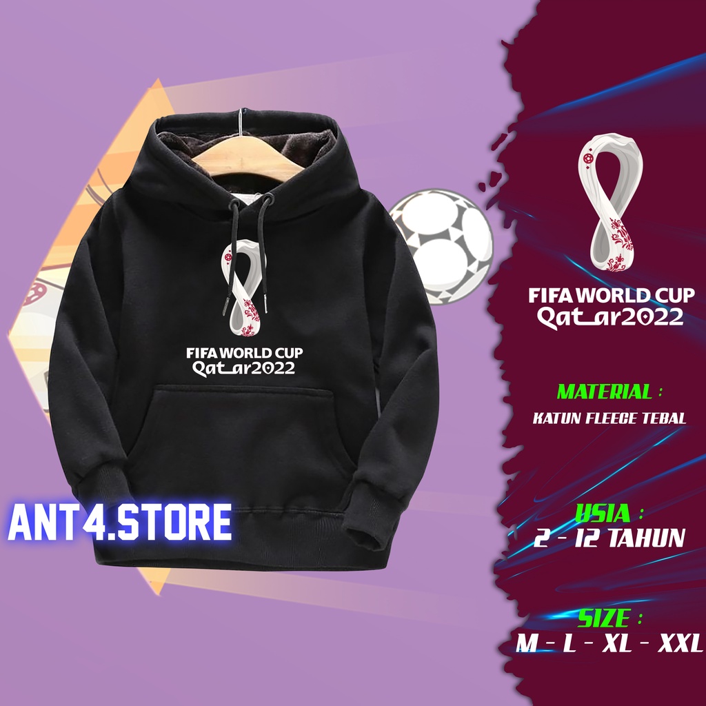 Hoodie Anak Usia 2 - 12 Tahun Jaket WORLD CUP QATAR Hodie Anak Piala Dunia 2022