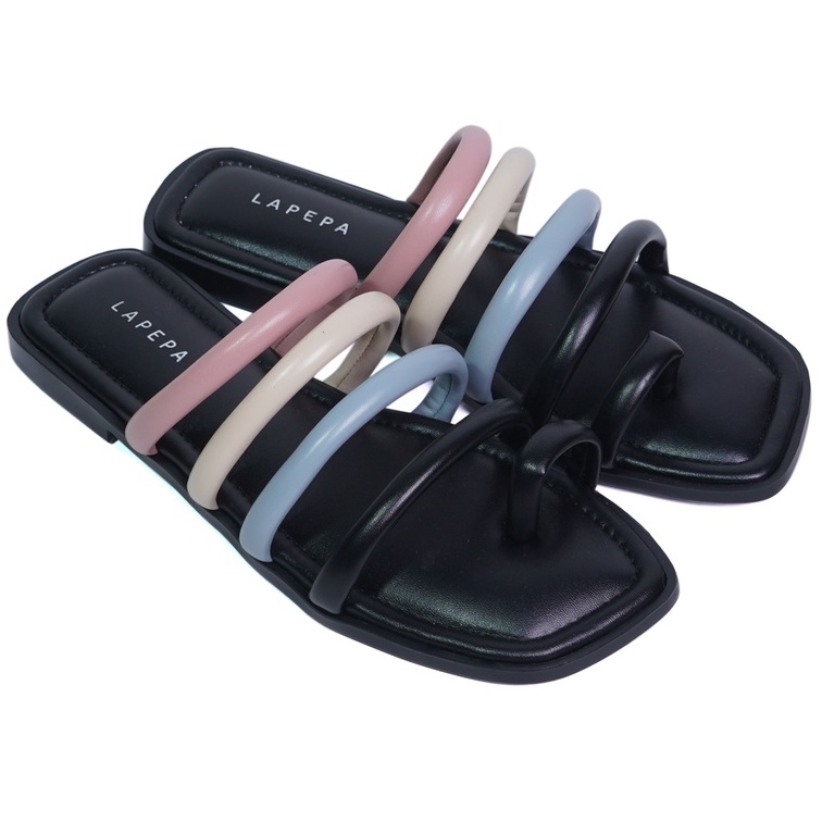 LAPEPA YUK - CLARISSA Sandal Wanita Teplek Korea Casual Size 36 - 40 Sendal Slop Empuk Flat Cewek Kasual Rumahan Warna Hitam Black Lilac Mint Selop Korean Style Santai Premium 37 38 39 Perempuan Kekinian Terbaru Shoes ORI Original Mall Official Store