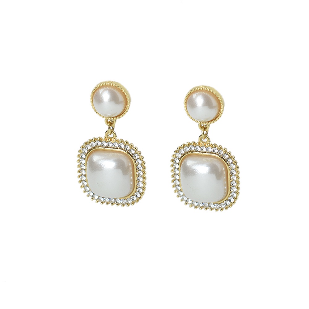 Anting Klip On Tanpa Tindik Desain Geometri Bulat Besar Hias Mutiara Imitasi Untuk Wanita