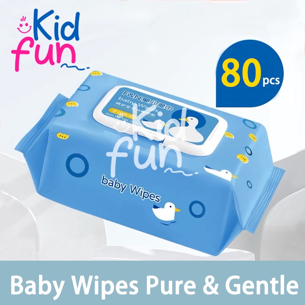 Kidfun -  Tisu Basah Bayi Baby Wipes Pure &amp; Gentle Ganti Popok Non Perfumed Tutup Khusus Sehingga Tidak Cepat Kering -1 pcs(80lembar) BPA FREE