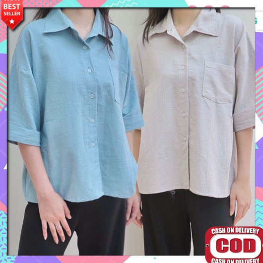 Kemeja Korean Style Baju Pesta Ibu-Ibu Baju Kondangan Branded Lengan Panjang Elegan Busui Wanita Ter