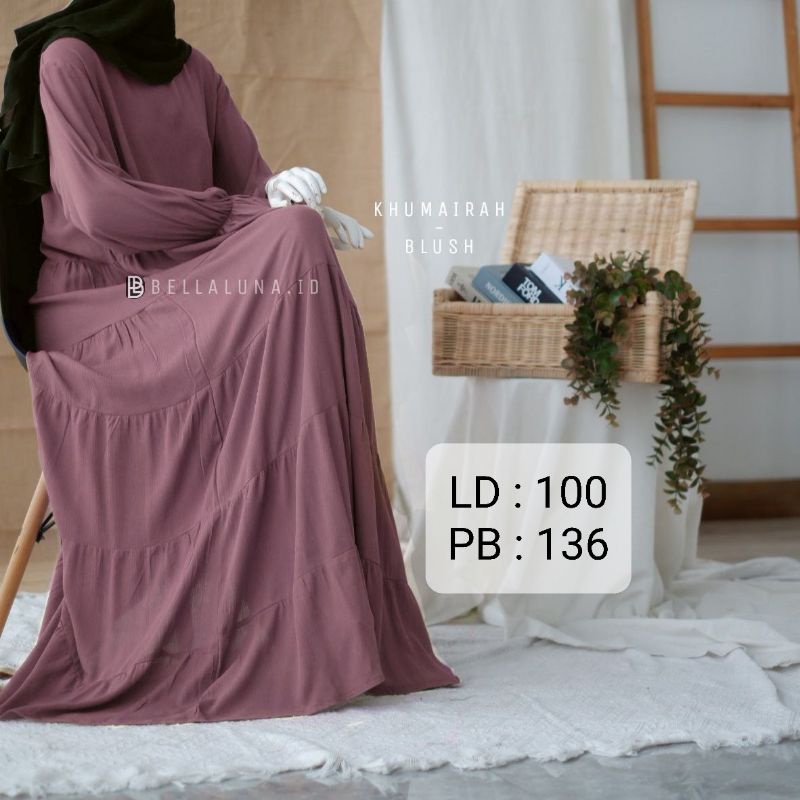 khumairah / gamis bellaluna / bellaluna / rayon super / atelier angelina / ditsy / gamis polos