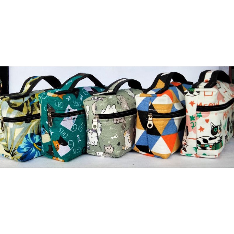 Tas Kosmetik Pouch Motif Bahas Canvas Terlaris / Tas Bahan Original Canvas / Tas Original Canvas